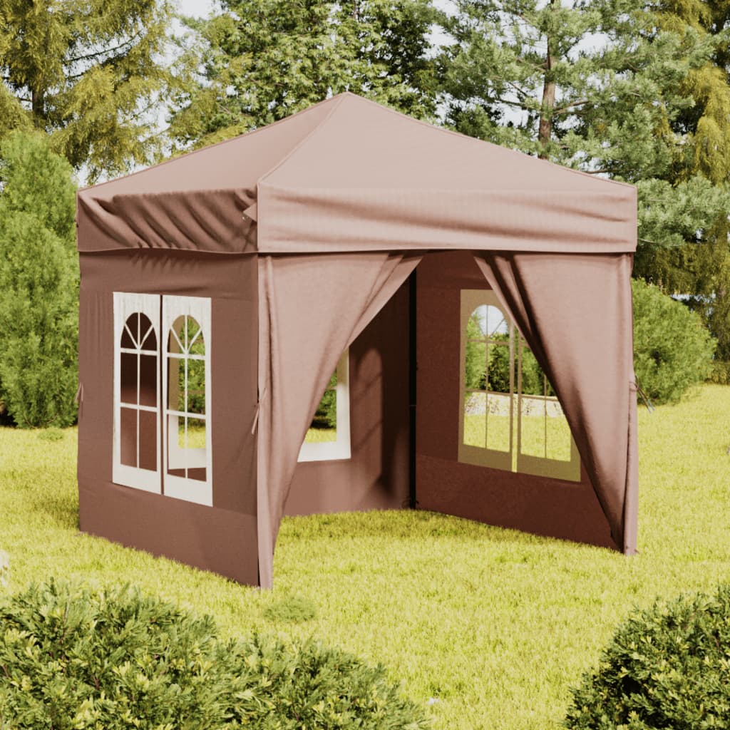 vidaXL Carpa de fiesta plegable con paredes laterales gris taupe 2x2 m