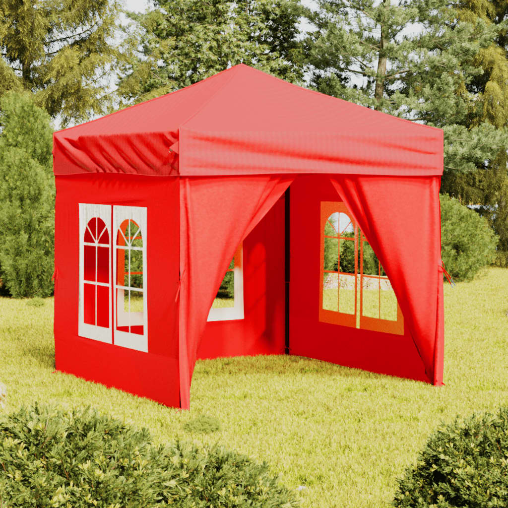 vidaXL Carpa para fiestas plegable con paredes laterales rojo 2x2 m