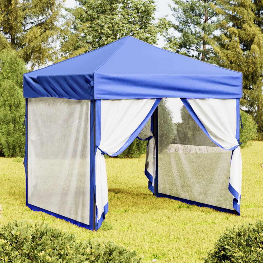 vidaXL Carpa para fiestas plegable con paredes laterales azul 2x2 m