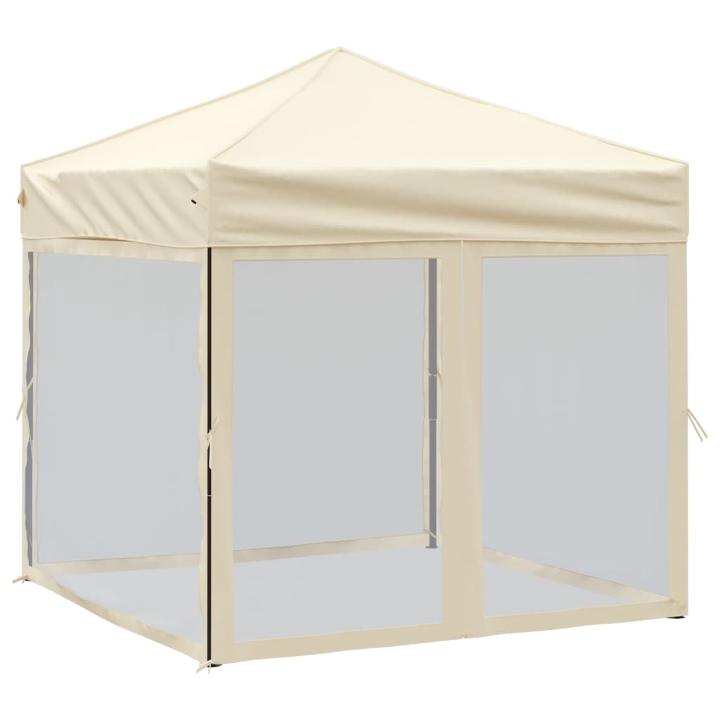 vidaXL Carpa para fiestas plegable con paredes laterales crema 2x2 m