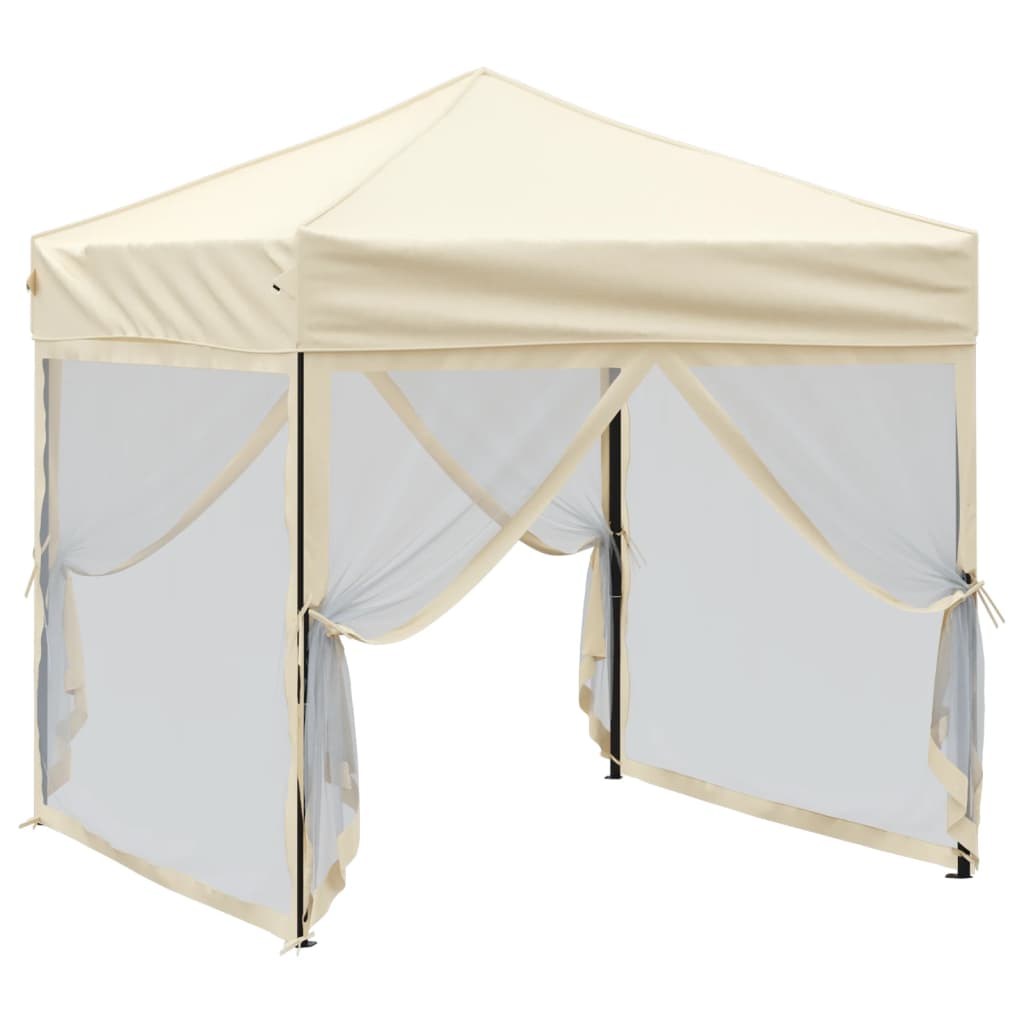 vidaXL Carpa para fiestas plegable con paredes laterales crema 2x2 m