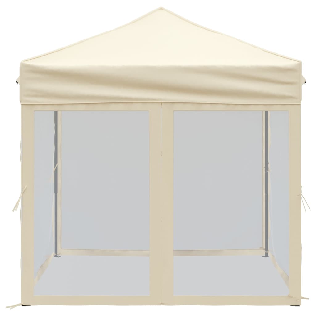 vidaXL Carpa para fiestas plegable con paredes laterales crema 2x2 m