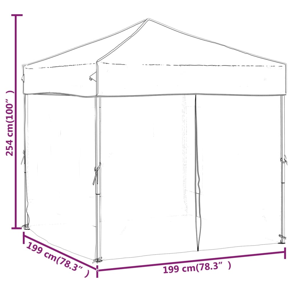 vidaXL Carpa para fiestas plegable con paredes laterales crema 2x2 m