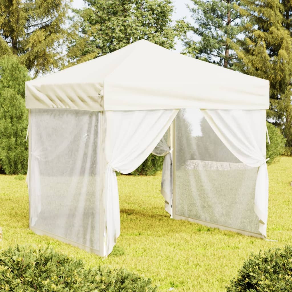 vidaXL Carpa para fiestas plegable con paredes laterales crema 2x2 m