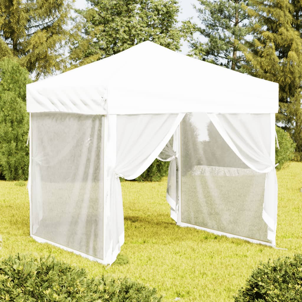 vidaXL Carpa para fiestas plegable con paredes laterales blanca 2x2 m