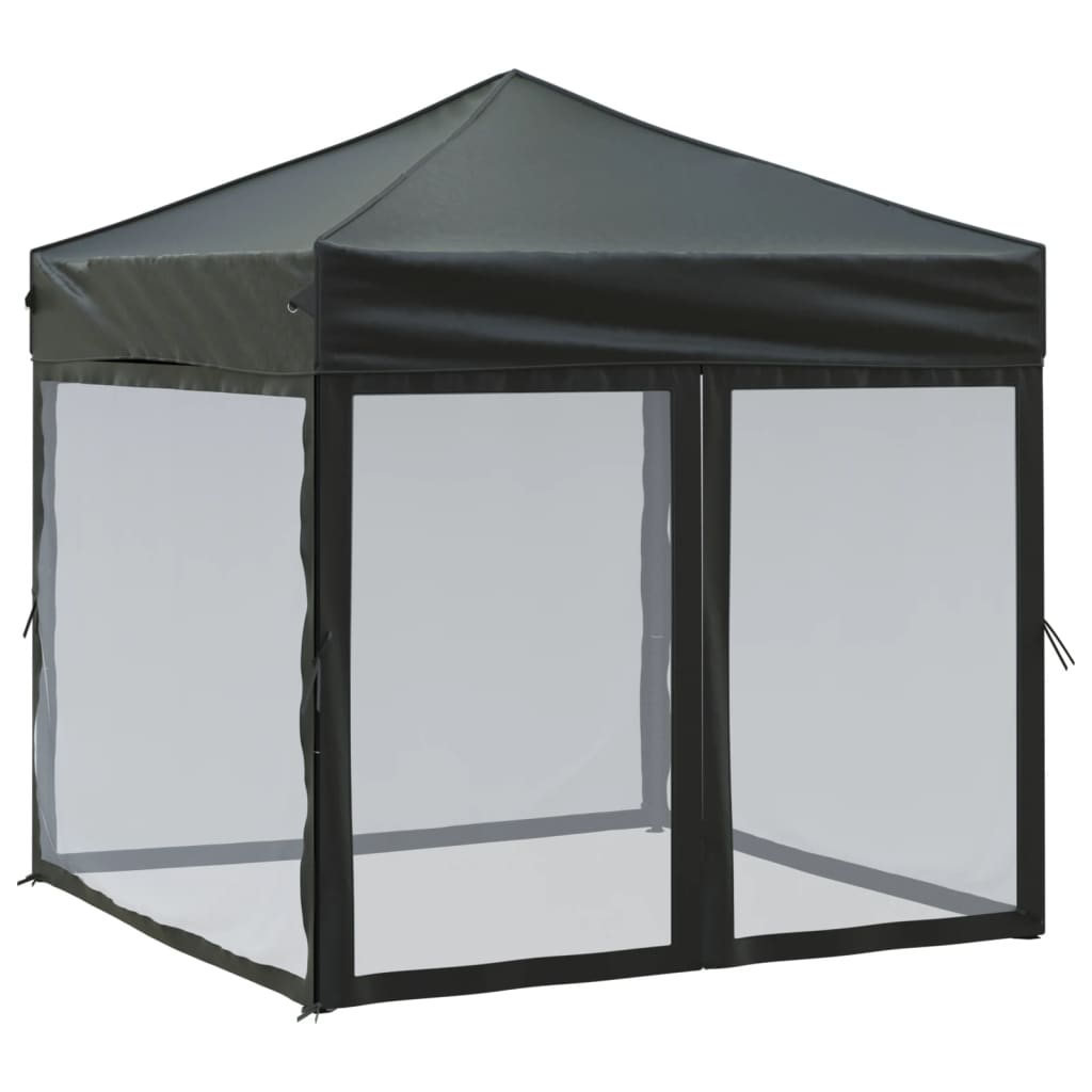 vidaXL Carpa para fiestas plegable con paredes laterales negro 2x2 m