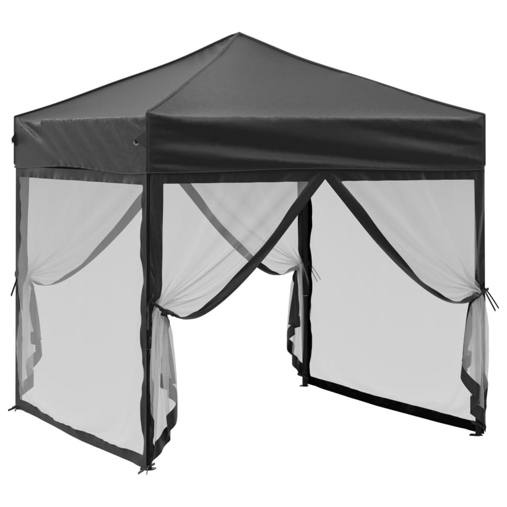 vidaXL Carpa para fiestas plegable con paredes laterales negro 2x2 m