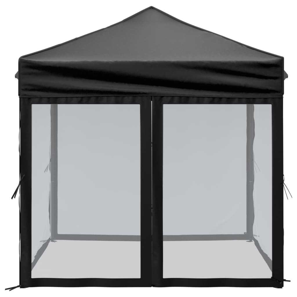 vidaXL Carpa para fiestas plegable con paredes laterales negro 2x2 m