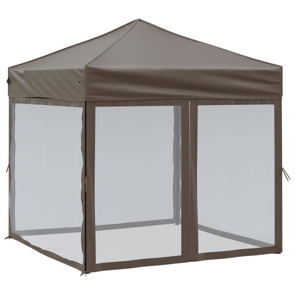 vidaXL Carpa para fiestas plegable con paredes gris taupé 2x2 m