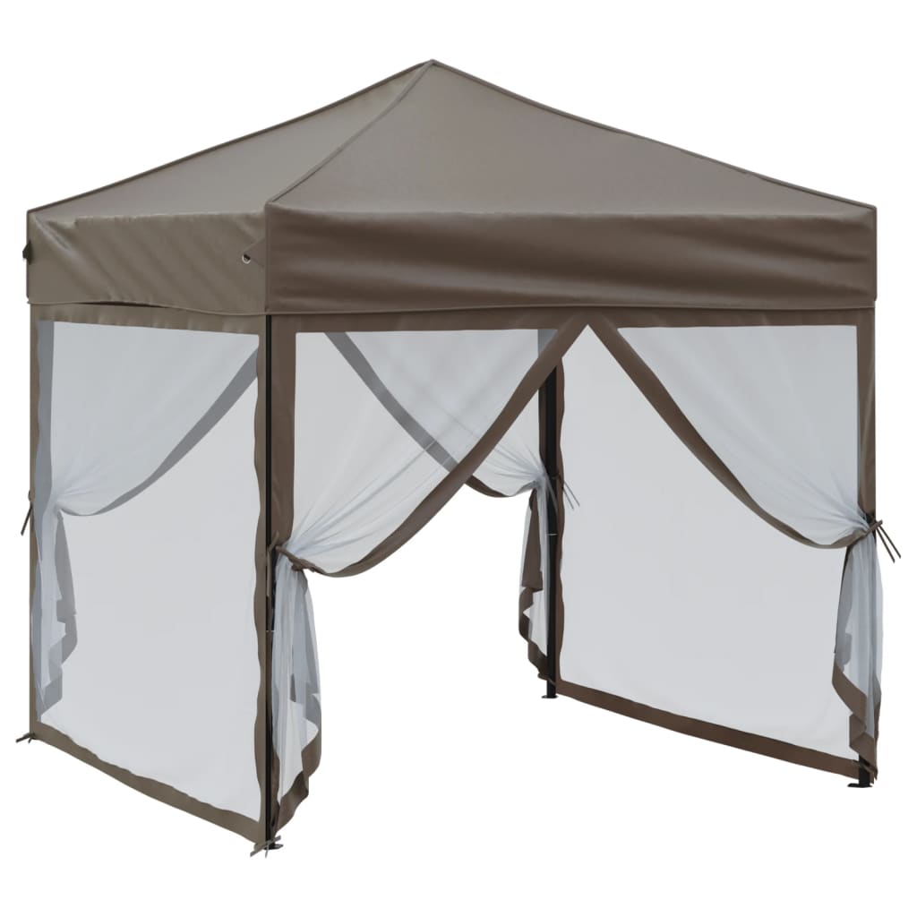 vidaXL Carpa para fiestas plegable con paredes gris taupé 2x2 m