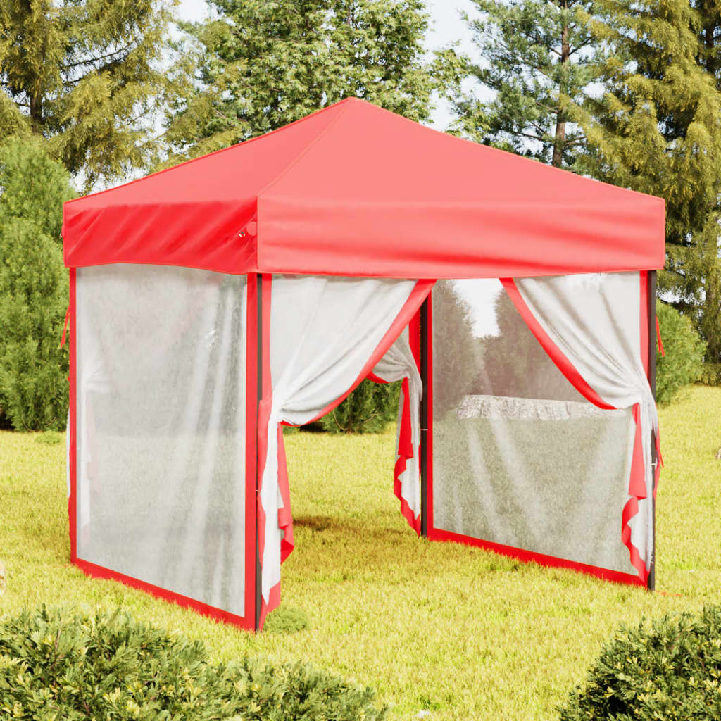 vidaXL Carpa para fiestas plegable con paredes laterales roja 2x2 m