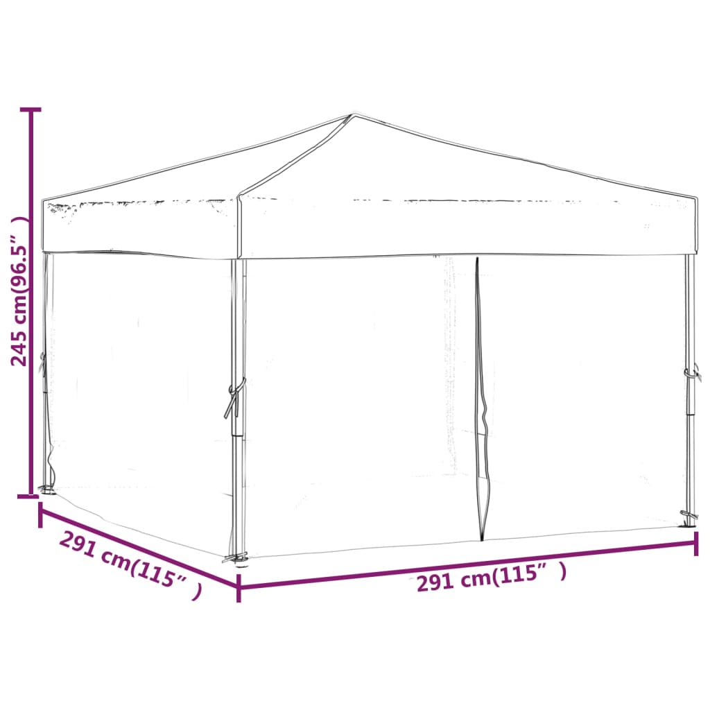 vidaXL Carpa para fiestas plegable con paredes laterales azul 3x3 m