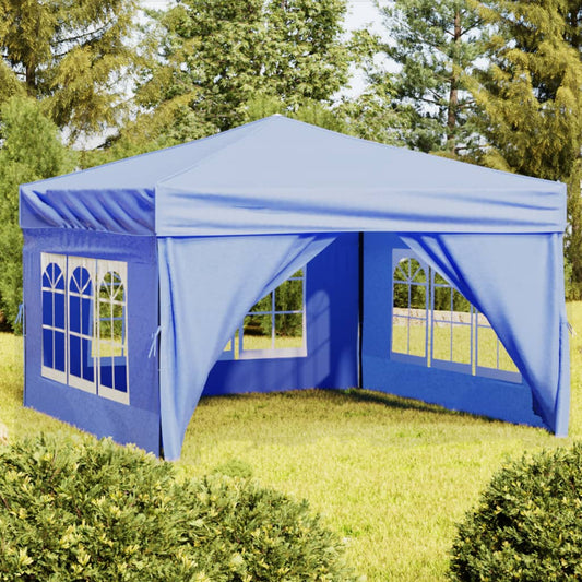 vidaXL Carpa para fiestas plegable con paredes laterales azul 3x3 m