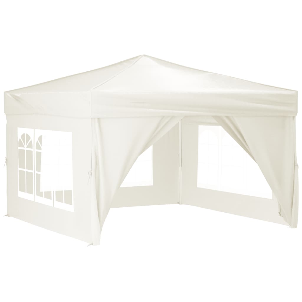 vidaXL Carpa para fiestas plegable con paredes laterales crema 3x3 m