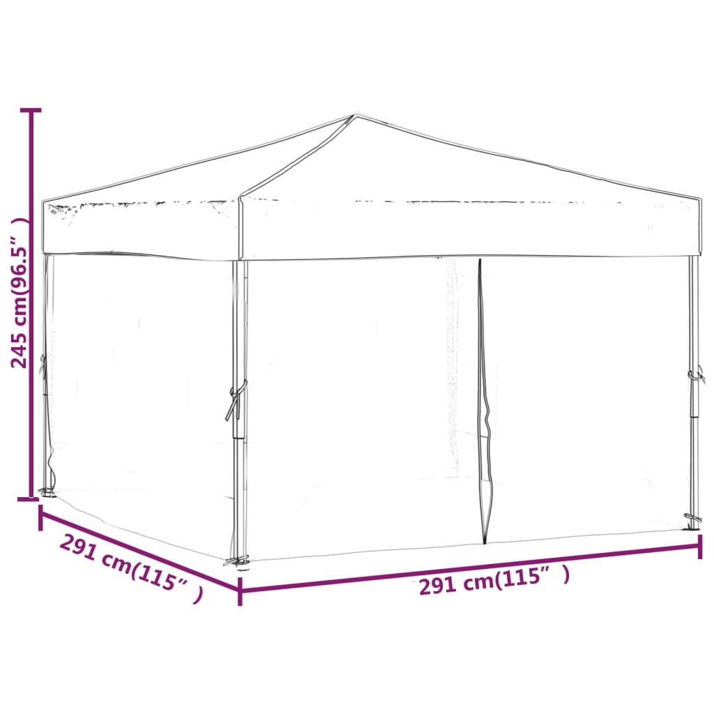 vidaXL Carpa para fiestas plegable con paredes laterales crema 3x3 m