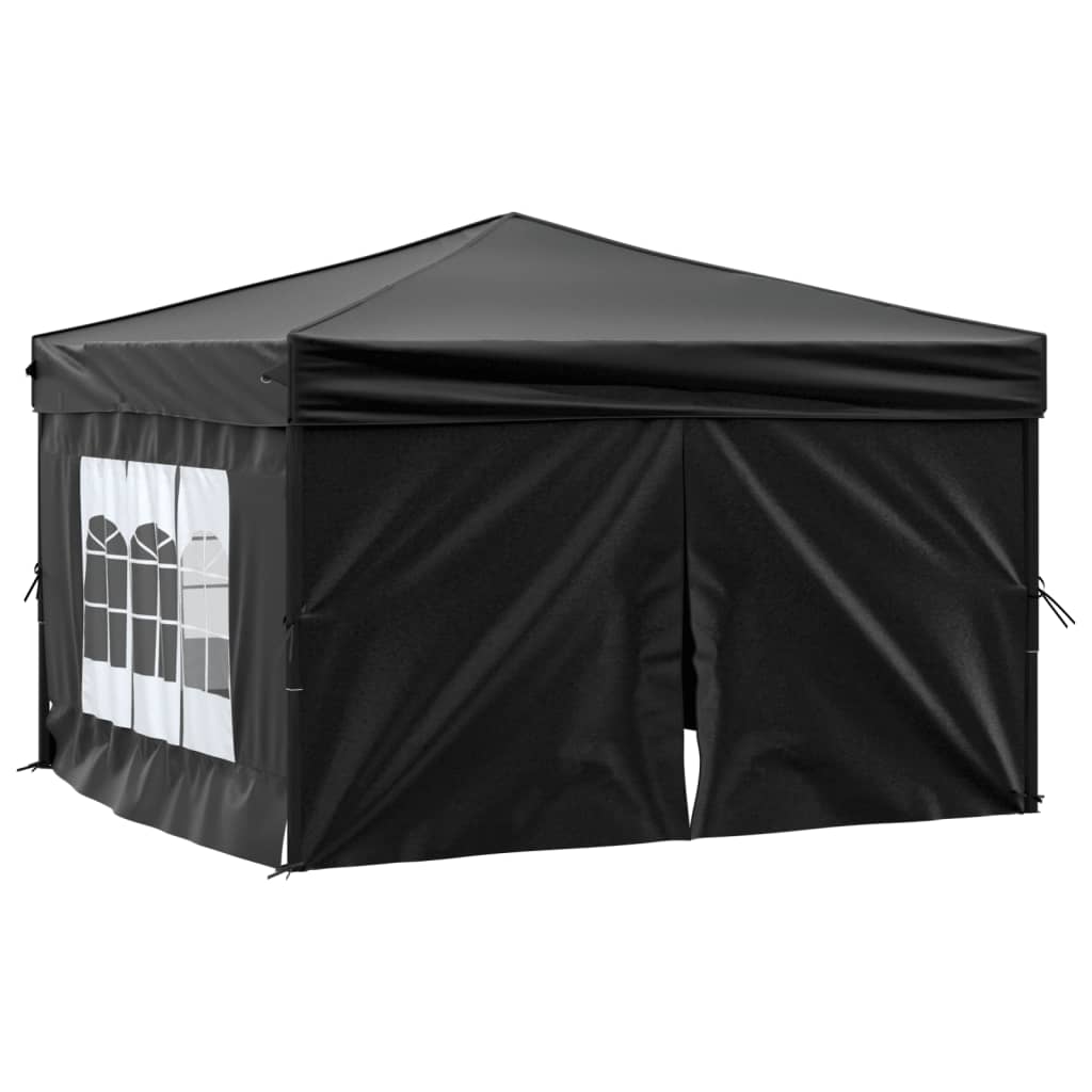 vidaXL Carpa para fiestas plegable con paredes laterales negro 3x3 m