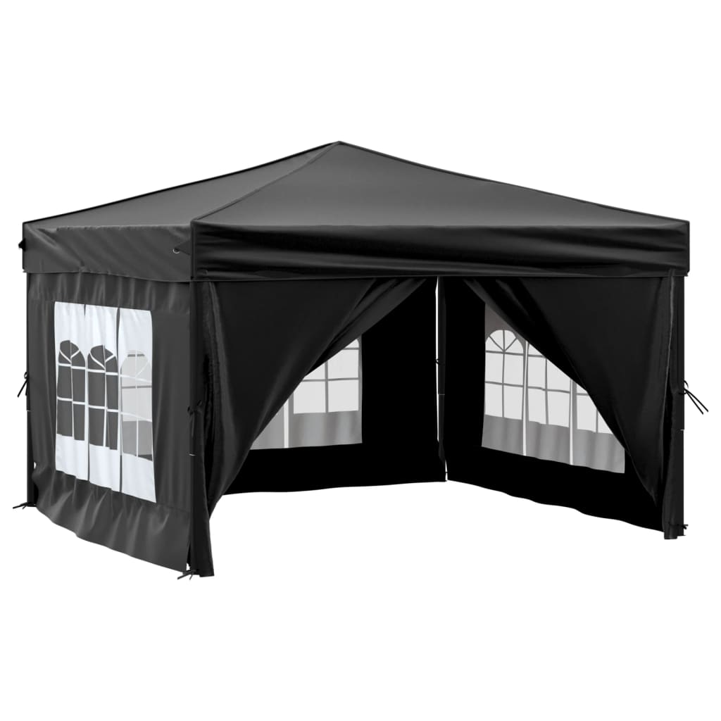 vidaXL Carpa para fiestas plegable con paredes laterales negro 3x3 m