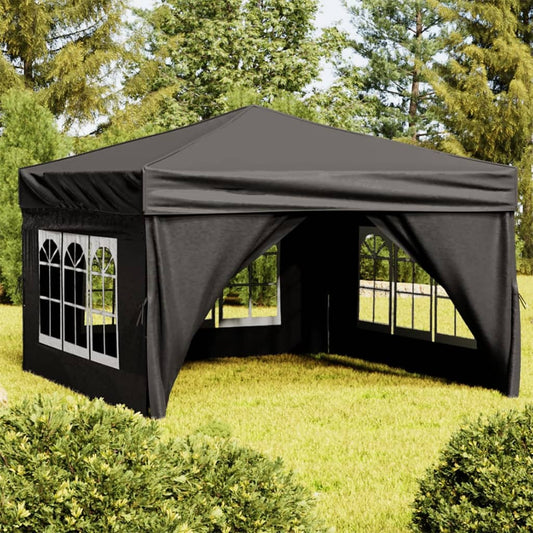 vidaXL Carpa para fiestas plegable con paredes laterales negro 3x3 m