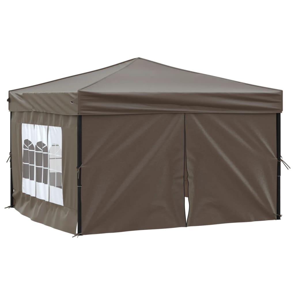 vidaXL Carpa de fiesta plegable con paredes laterales gris taupe 3x3 m