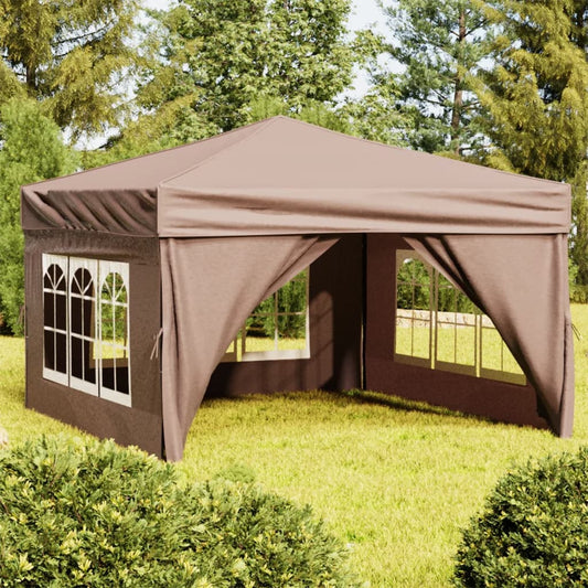 vidaXL Carpa de fiesta plegable con paredes laterales gris taupe 3x3 m