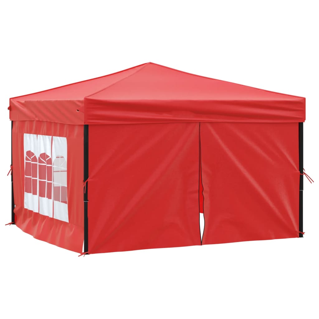 vidaXL Carpa para fiestas plegable con paredes laterales rojo 3x3 m