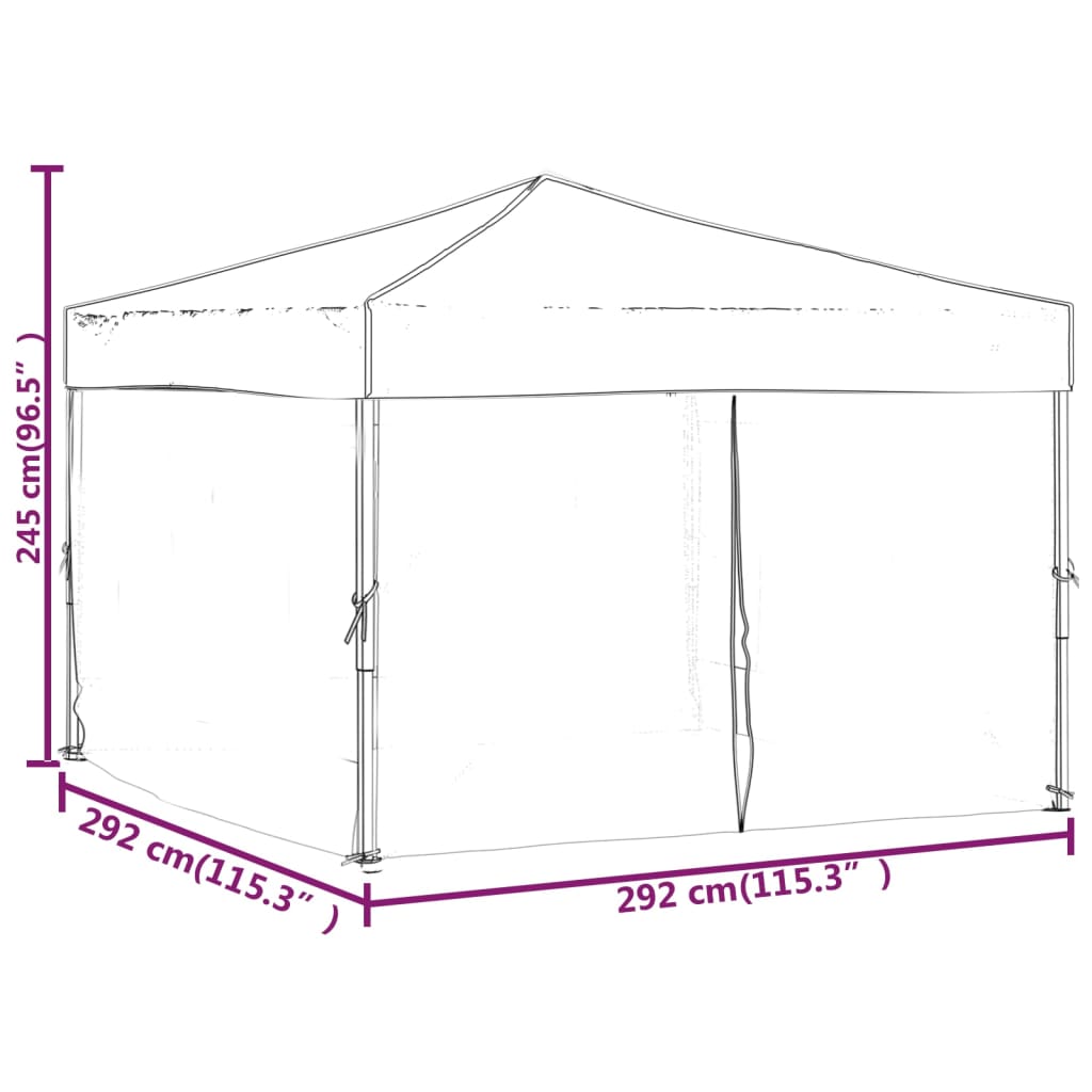 vidaXL Carpa para fiestas plegable con paredes laterales azul 3x3 m