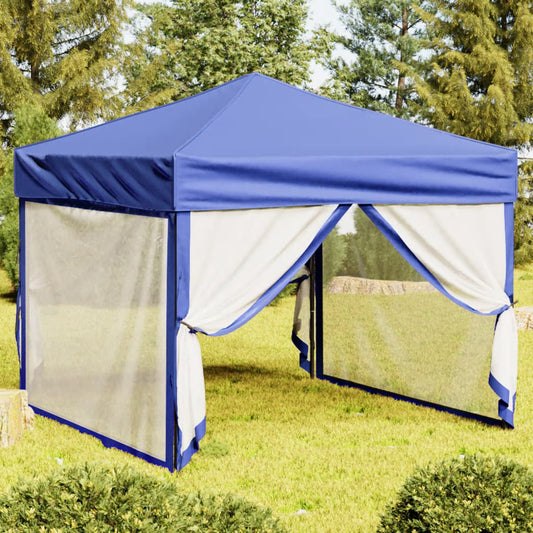 vidaXL Carpa para fiestas plegable con paredes laterales azul 3x3 m