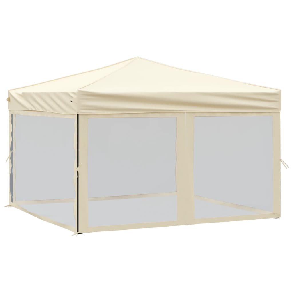 vidaXL Carpa para fiestas plegable con paredes laterales crema 3x3 m