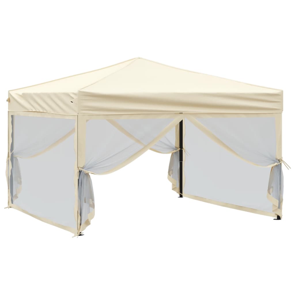 vidaXL Carpa para fiestas plegable con paredes laterales crema 3x3 m