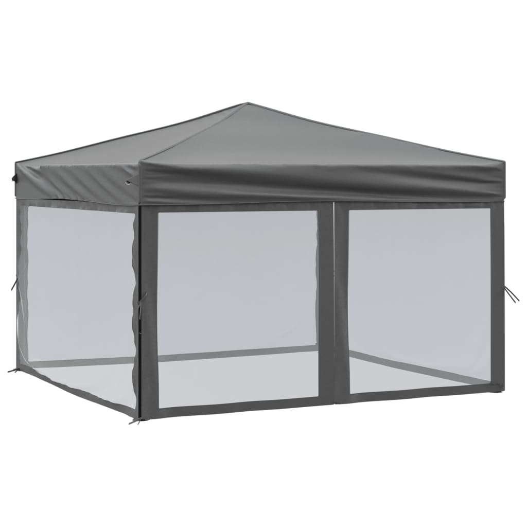 vidaXL Carpa para fiestas plegable con paredes gris antracita 3x3 m