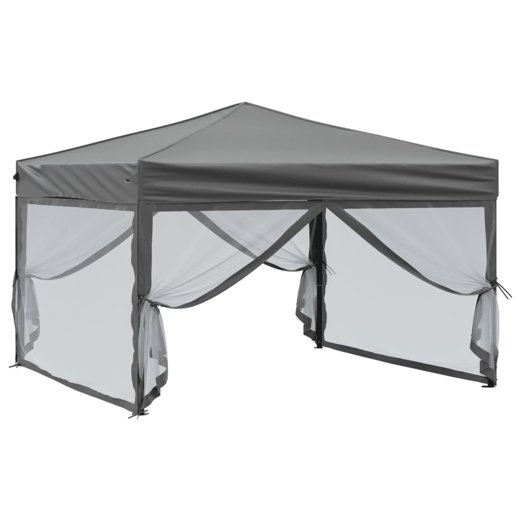 vidaXL Carpa para fiestas plegable con paredes gris antracita 3x3 m