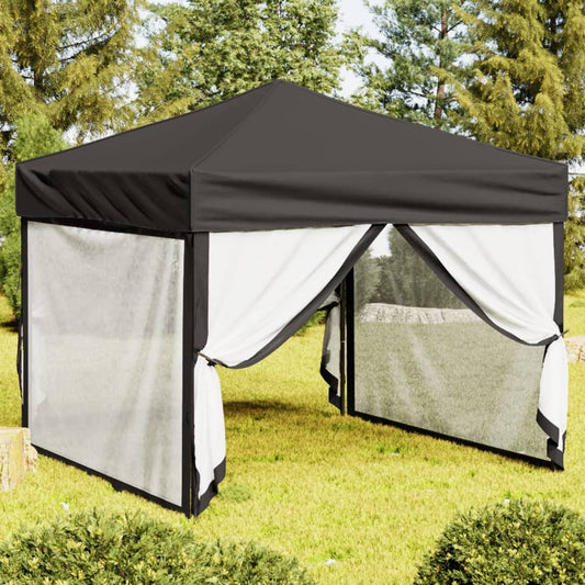 vidaXL Carpa para fiestas plegable con paredes gris antracita 3x3 m