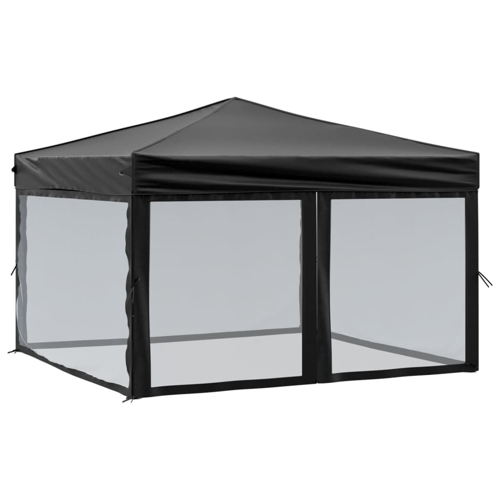 vidaXL Carpa para fiestas plegable con paredes laterales negra 3x3 m