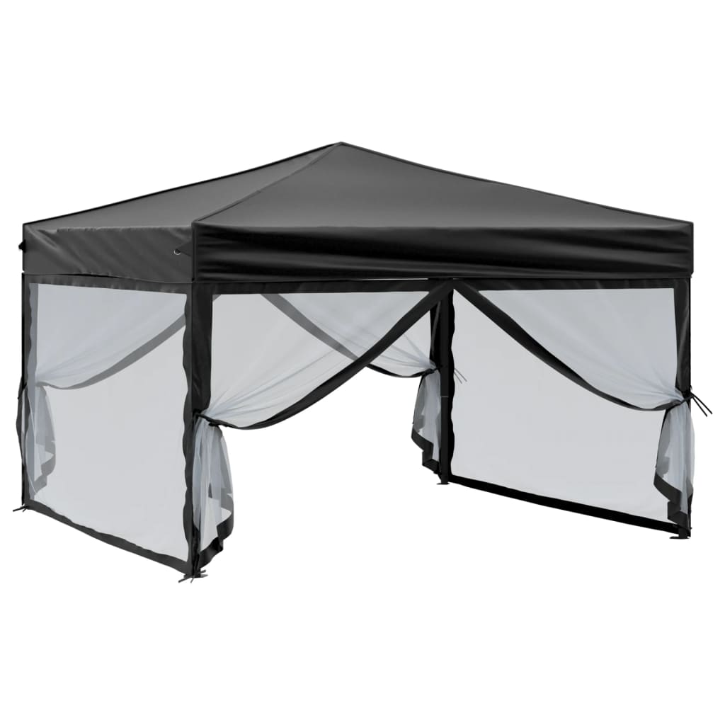 vidaXL Carpa para fiestas plegable con paredes laterales negra 3x3 m