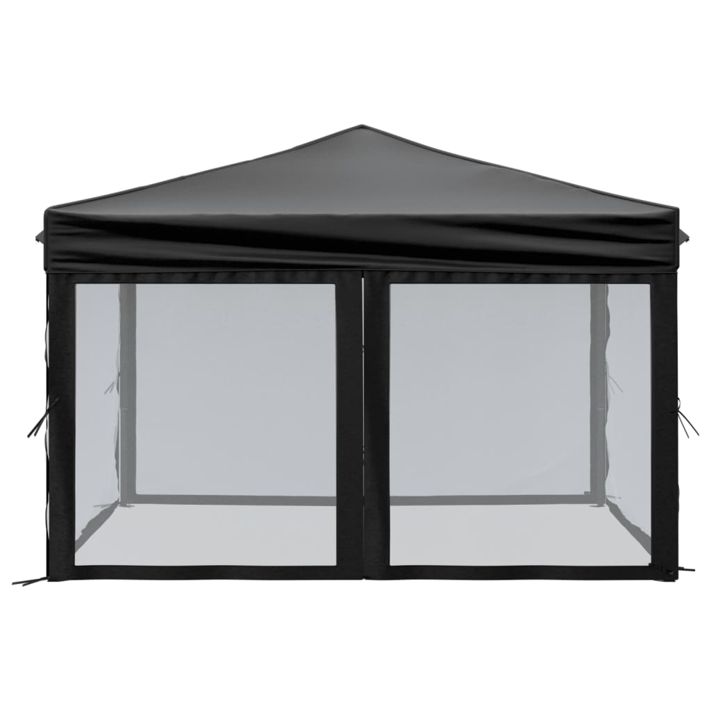 vidaXL Carpa para fiestas plegable con paredes laterales negra 3x3 m