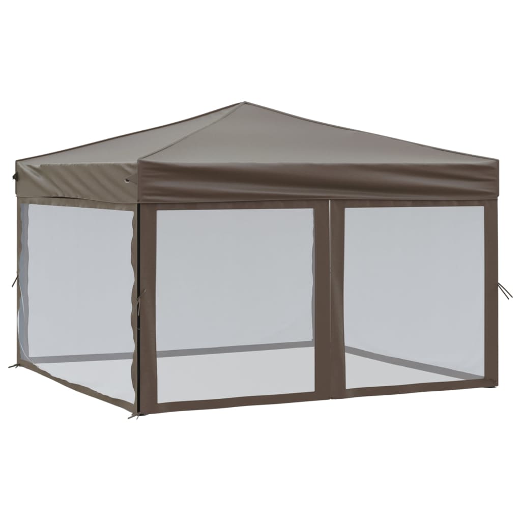 vidaXL Carpa para fiestas plegable con paredes gris taupé 3x3 m