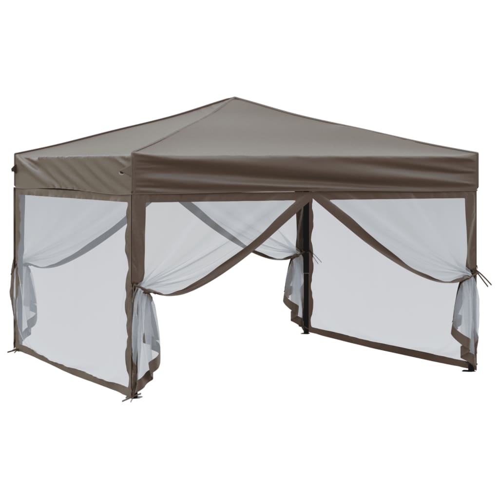 vidaXL Carpa para fiestas plegable con paredes gris taupé 3x3 m