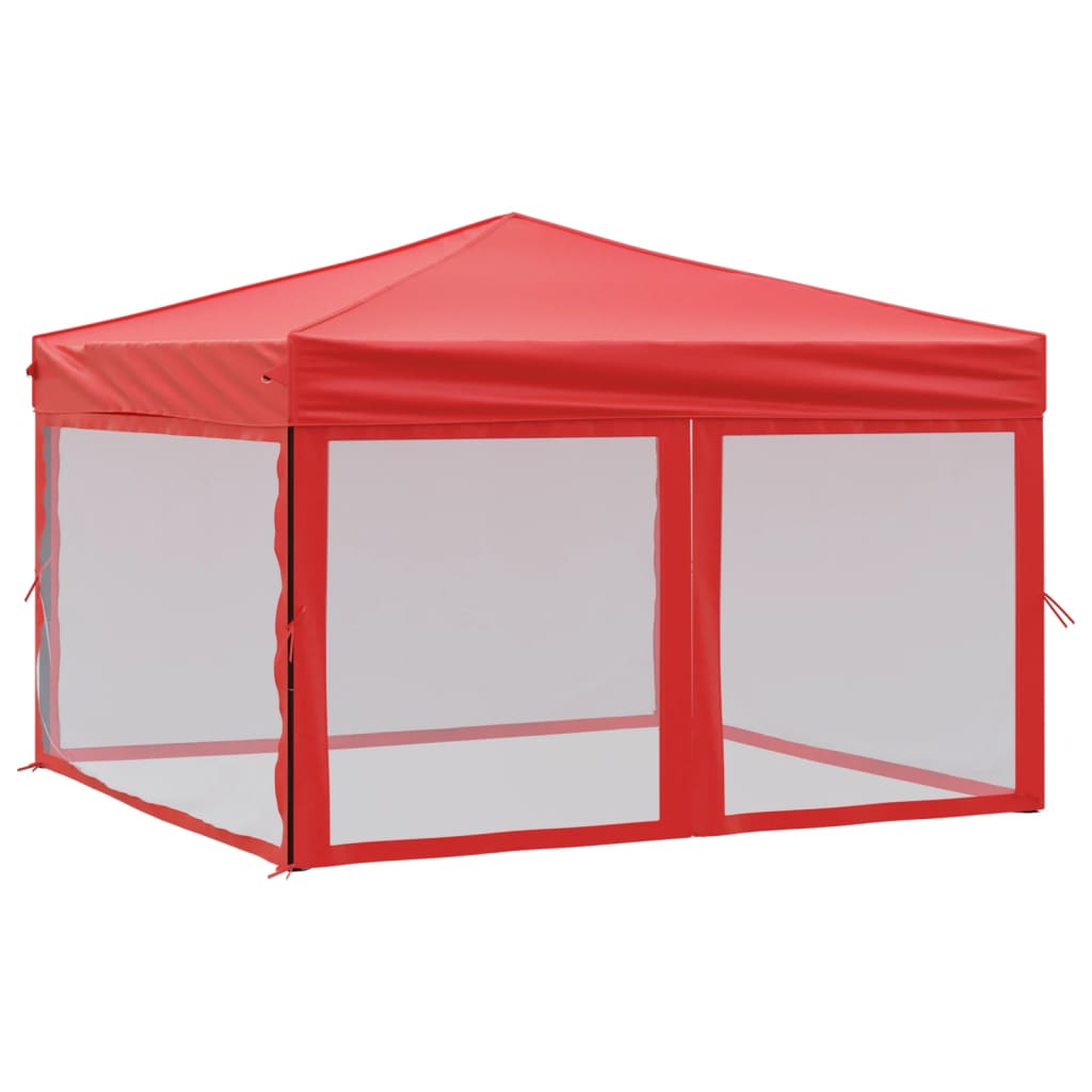 vidaXL Carpa para fiestas plegable con paredes laterales rojo 3x3 m