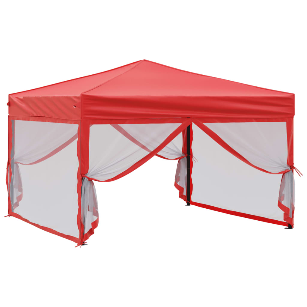 vidaXL Carpa para fiestas plegable con paredes laterales rojo 3x3 m