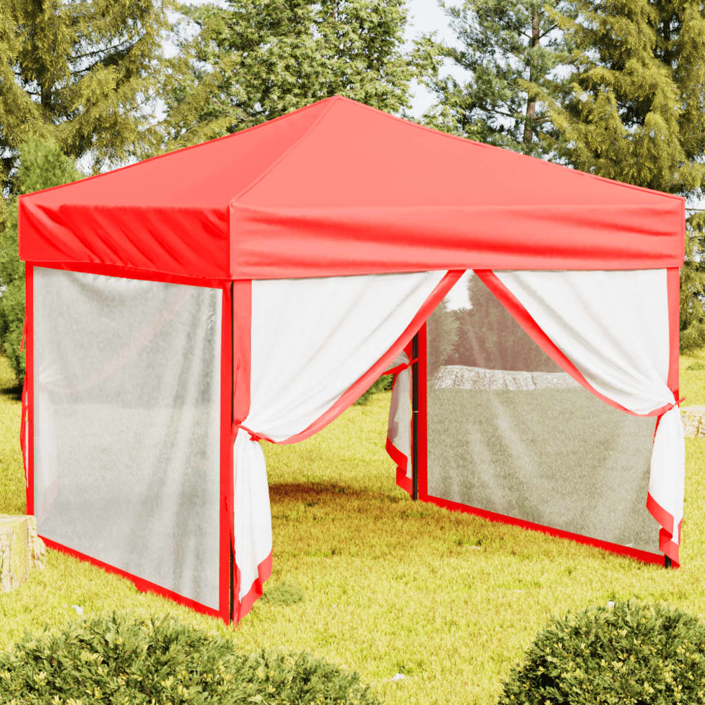 vidaXL Carpa para fiestas plegable con paredes laterales rojo 3x3 m