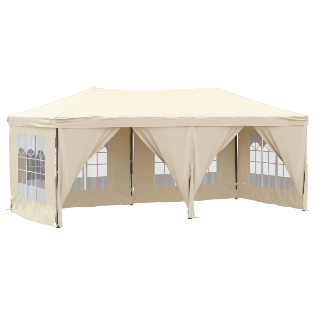 vidaXL Carpa para fiestas plegable con paredes laterales crema 3x6 m