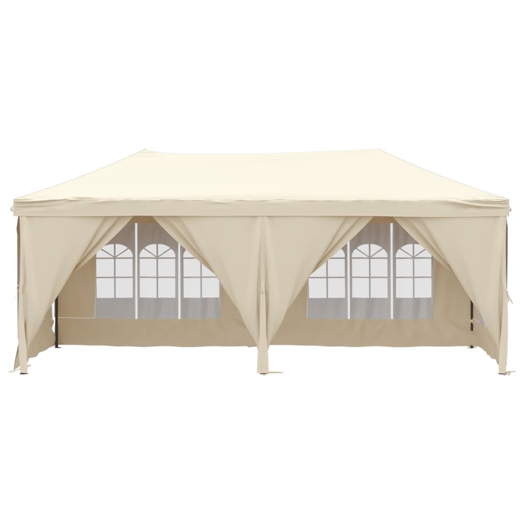 vidaXL Carpa para fiestas plegable con paredes laterales crema 3x6 m