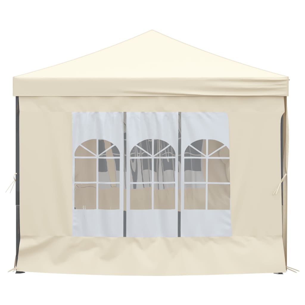 vidaXL Carpa para fiestas plegable con paredes laterales crema 3x6 m