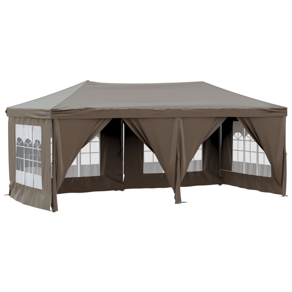 vidaXL Carpa para fiestas plegable con paredes gris taupé 3x6 m