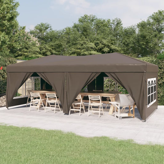 vidaXL Carpa para fiestas plegable con paredes gris taupé 3x6 m