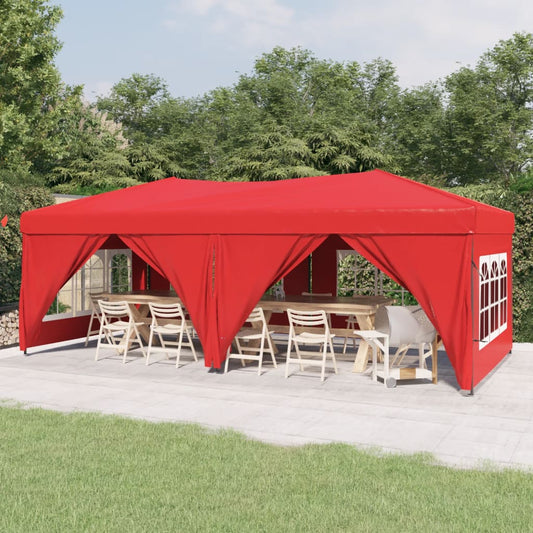 vidaXL Carpa para fiestas plegable con paredes laterales rojo 3x6 m