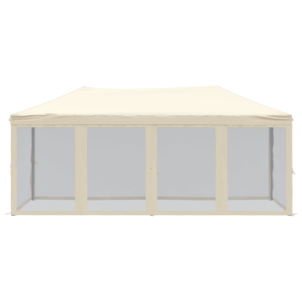 vidaXL Carpa para fiestas plegable con paredes laterales crema 3x6 m