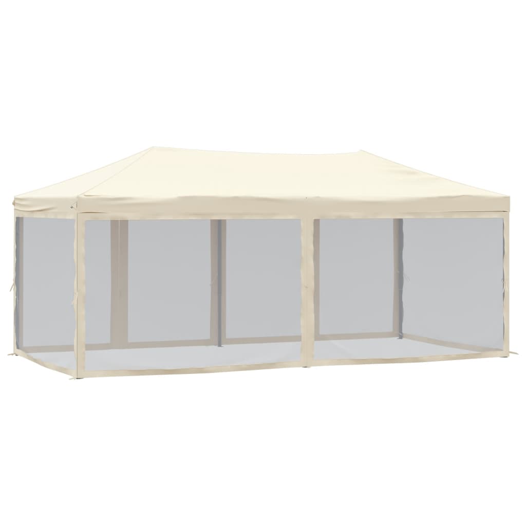 vidaXL Carpa para fiestas plegable con paredes laterales crema 3x6 m