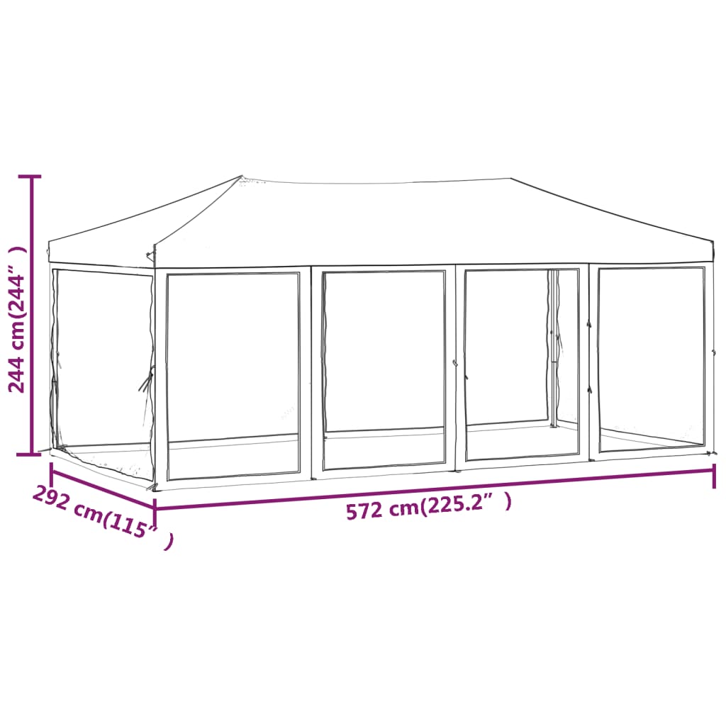 vidaXL Carpa para fiestas plegable con paredes laterales crema 3x6 m