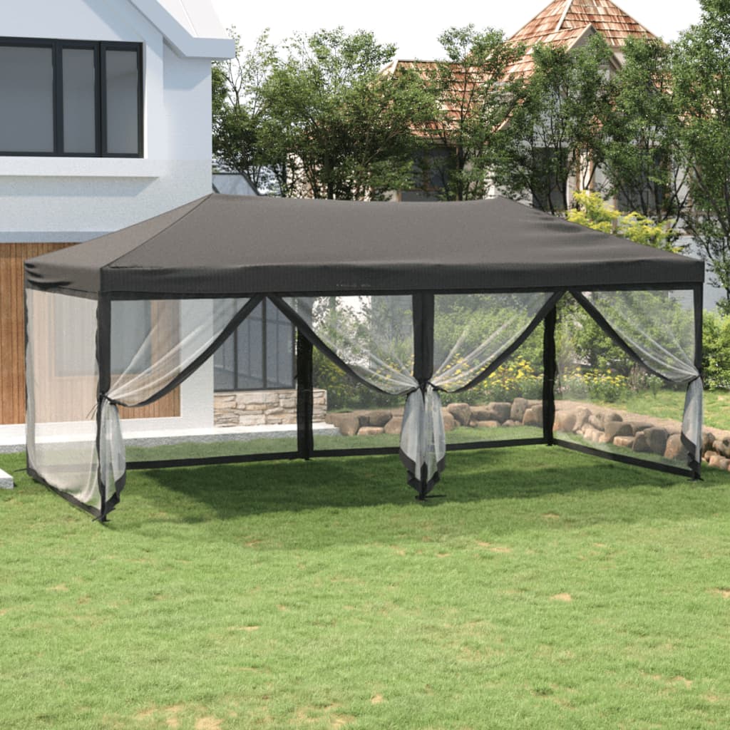 vidaXL Carpa para fiestas plegable con paredes gris antracita 3x6 m